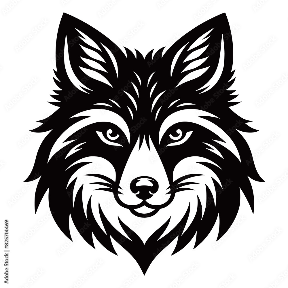 Naklejka premium Silhouette Fox head logo icon fox face vector Illustration on a isolated background generated by Ai