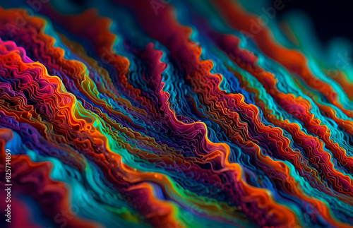 Abstract macro technology colorful waves: multilayered 3D background for design photo