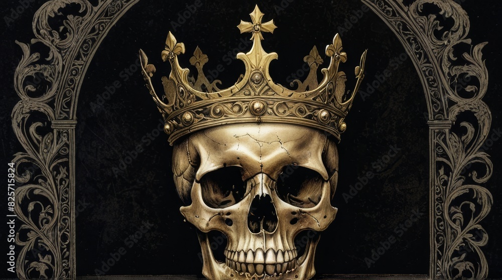 Regal Skull: A Golden Crown Amidst Darkness