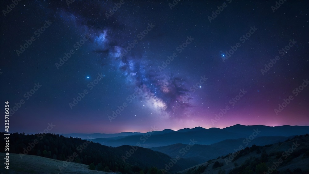 Fototapeta premium Amazing night sky view from mountains 