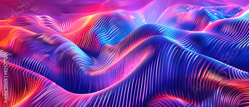 A digitally created image of a colorful light wave with a dynamic flow. Generate AI