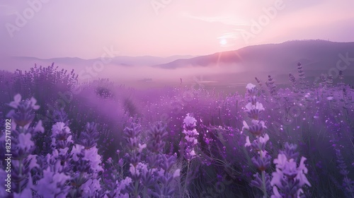 Soft lavender backdrop creating a serene and tranquil atmosphere