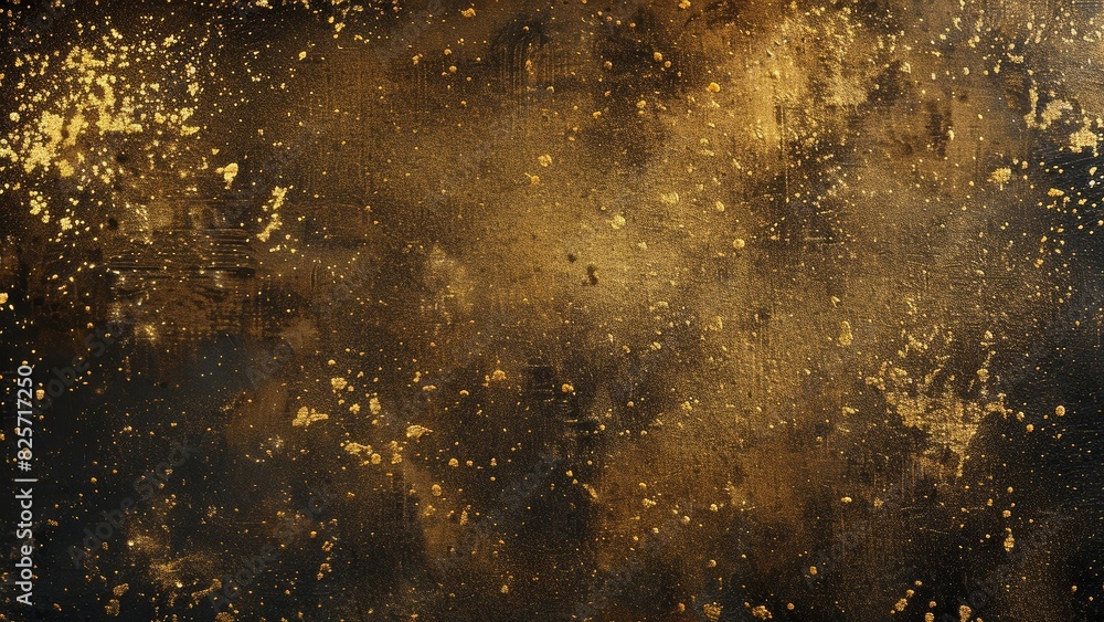 Gold dust on black grunge board background