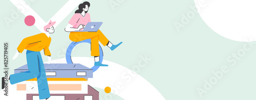 Education and learning people flat vector concept hand drawn illustration
