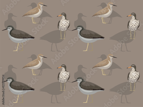 Bird Common Sandpiper Cartoon Cute Seamless Wallpaper Background