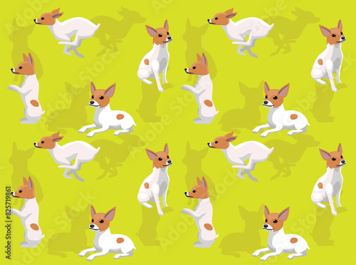 Dog Toy Fox Terrier Cream Coat Cartoon Cute Seamless Wallpaper Background
