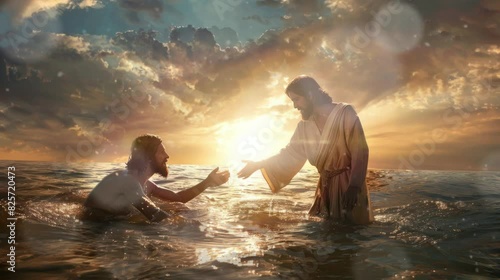 Jesus who wanted to help someone. Virtual 4K video animation background with looping time lapse with very smooth graphics.