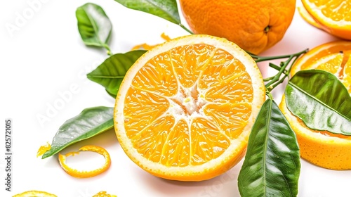 Orange fruit isolate Orange citrus on white background Whole orange fruit with leaves Clipping path Full depth of field Perfect not AI orange fruit true photo   Generative AI