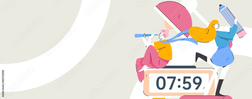 Fototapeta premium Education and learning people flat vector concept hand drawn illustration 