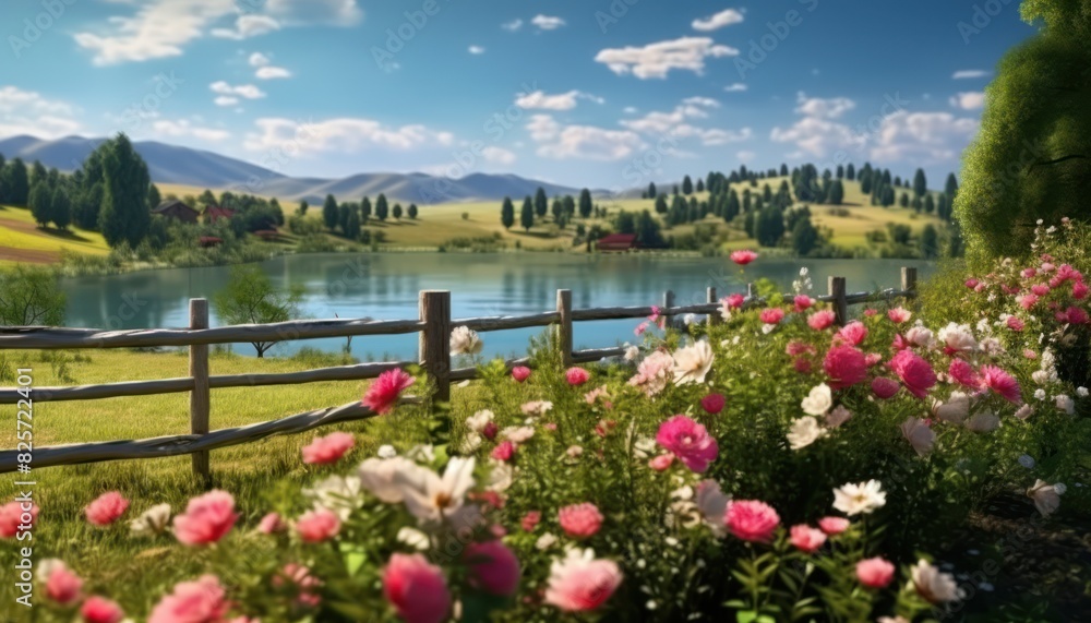 A stunning spring day landscaping views of fertile land surrounded beautiful green vegetation, wide stretches of hills and mountains with clear skies in spring A stunning spring day landscaping views of fertile land surrounded beautiful green vegetation, wide stretches of hills and mountains with clear skies in spring