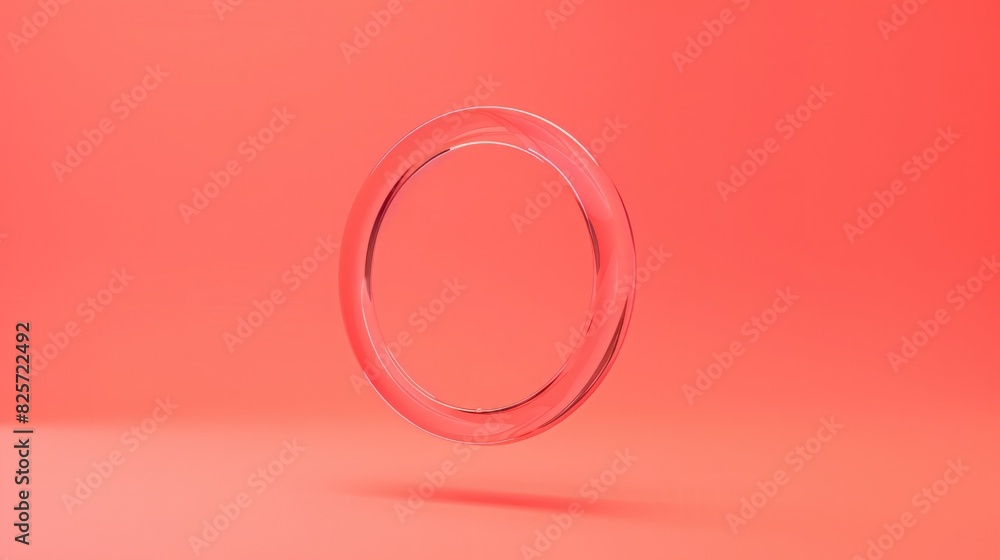 A captivating dance of hues: a floating circle against a vibrant coral solid colored backdrop. A captivating dance of hues: a floating circle against a vibrant coral solid colored backdrop.