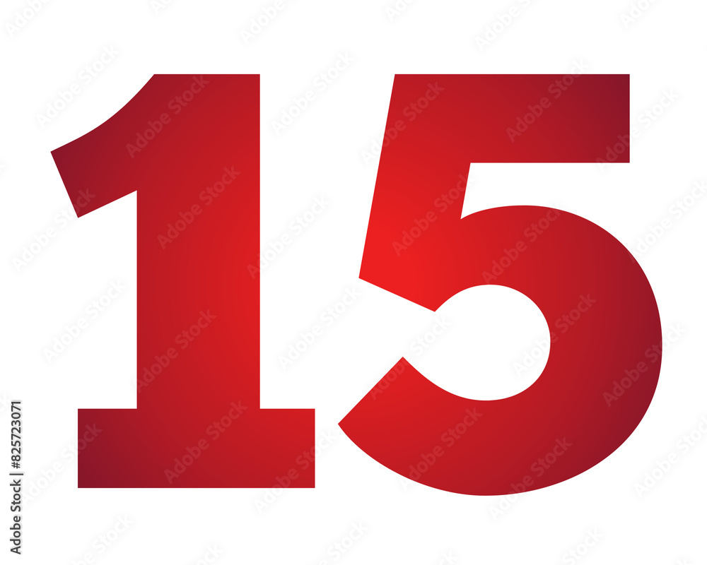 15 sign symbol Red gradient color number illustration on transparent background 15 sign symbol Red gradient color number illustration on transparent background