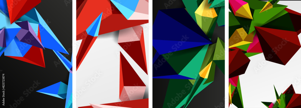 Triangle abstract concepts poster set with geometric minimal designs Triangle abstract concepts poster set with geometric minimal designs