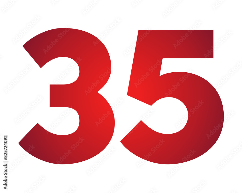 Red gradient color number 35 thirty five illustration on transparent background Red gradient color number 35 thirty five illustration on transparent background