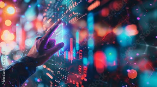 Wallpaper Mural A closeup of a businessman pointing at a financial growth icon Torontodigital.ca