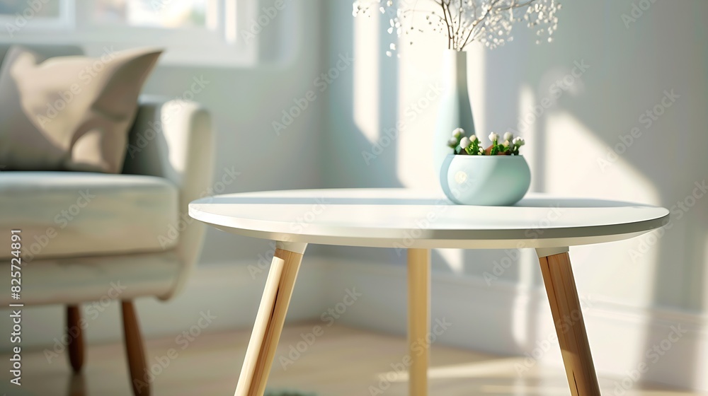 White side table with clipping path : Generative AI
