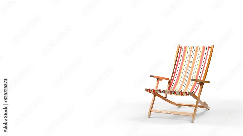 beach chair isolated on white background include clipping path : Generative AI beach chair isolated on white background include clipping path : Generative AI