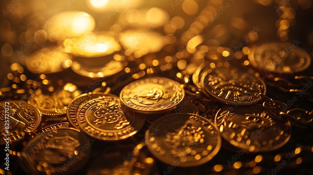 Gold coin histamenon 13th century Byzantium on the background of vintage gold coins and chains selective focus money abstraction : Generative AI Gold coin histamenon 13th century Byzantium on the background of vintage gold coins and chains selective focus money abstraction : Generative AI