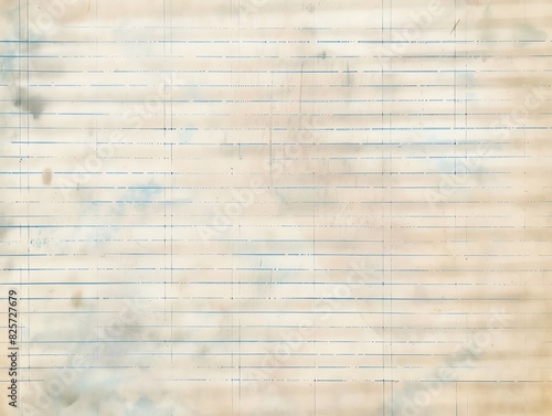 Vintage watercolor ledger paper with faint blue lines, aged white