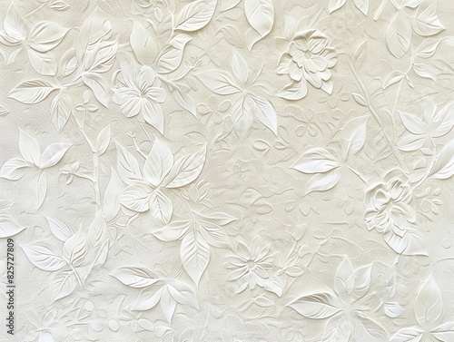 Elegant watercolor embossed paper with floral patterns, light ivory