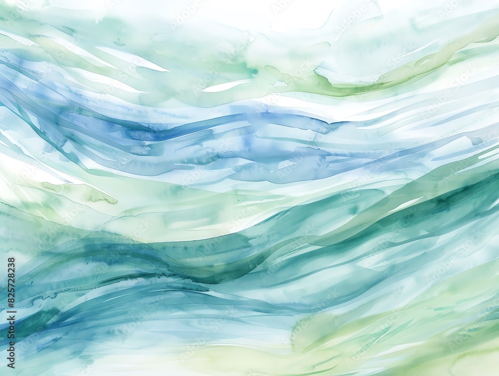 Watercolor texture with soft, flowing waves of blue and green