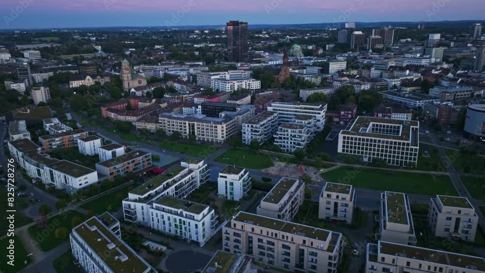 Aerial drone view of Grüne Mitte Essen Park in the city center of Essen, Germany. Aerial drone view of Grüne Mitte Essen Park in the city center of Essen, Germany.