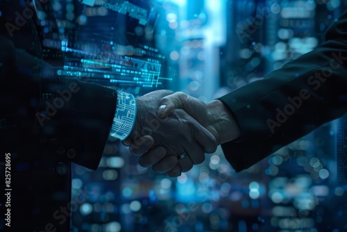 Close up of diplomats shaking hands at a peace summit photo