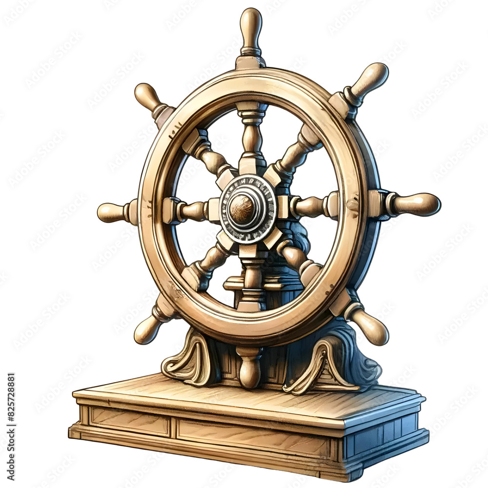 Obraz premium 3D steering wheel of a ship