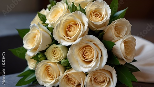 Beautiful cream flowers bouquet.generative.ai