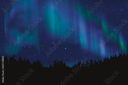 This is an illustration of the mystical Aurora Borealis © MuuNyan