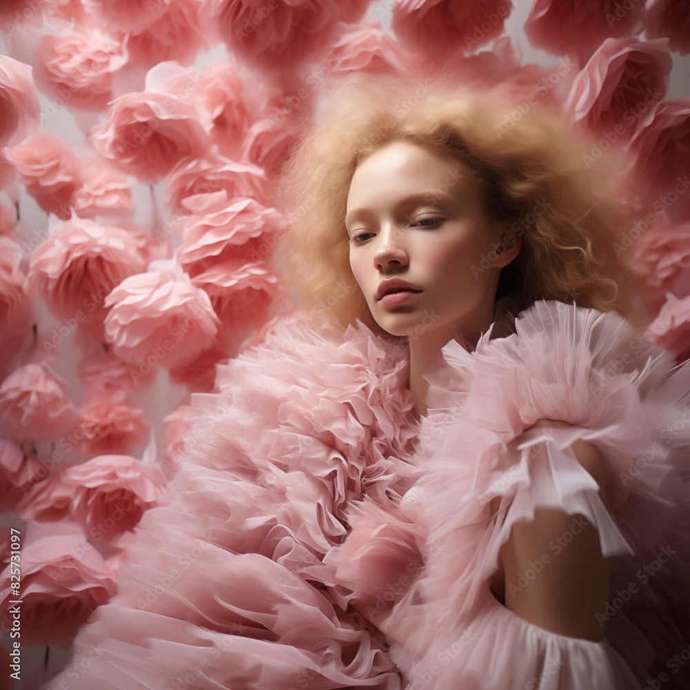 Portrait of a stunning woman in a fancy dress, captured in the fashion photography style Portrait of a stunning woman in a fancy dress, captured in the fashion photography style