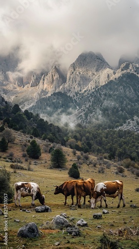Cattle eating in persebre, Ganado vacuno comiendo en persebre © CREATIVE STOCK