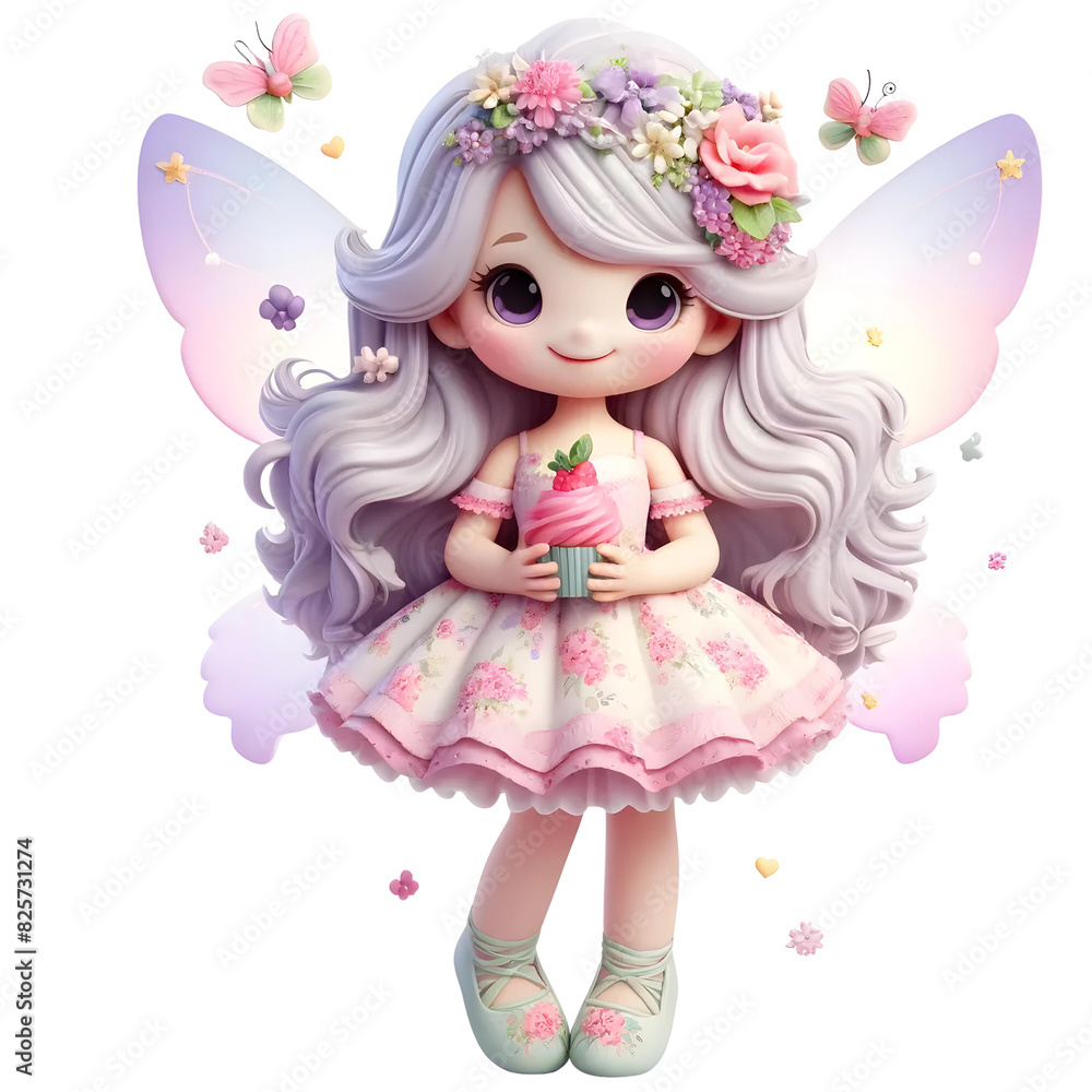 3D fairy with strawberry cupcake 3D fairy with strawberry cupcake