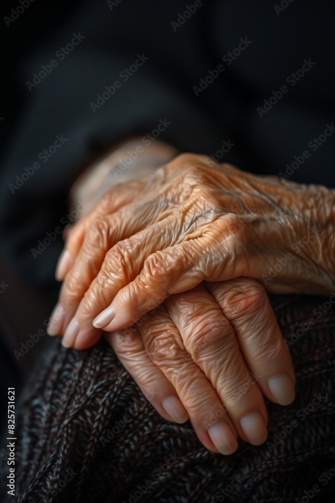 Fototapeta premium Close-Up of Elderly Hands Showing Age and Wisdom 