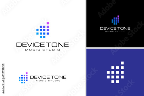Abstract letter d technology logo. Digital equalizer effect for music logo design template