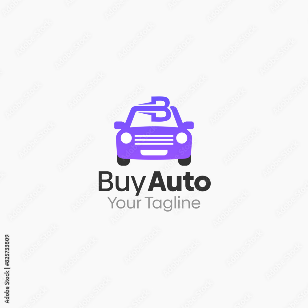 Illustration Vector Graphic Logo of Buy Auto. Merging Concepts of Initial Alphabet B and Car Shape. Good for business, startup, company logo