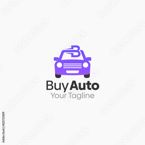Illustration Vector Graphic Logo of Buy Auto. Merging Concepts of Initial Alphabet B and Car Shape. Good for business  startup  company logo