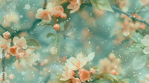 Enchanting Blossoms in a Lush Spring Garden After a Gentle Downpour photo