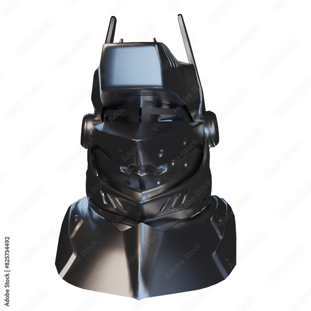 3d head helmet rendering silver and glass 3d head helmet rendering silver and glass