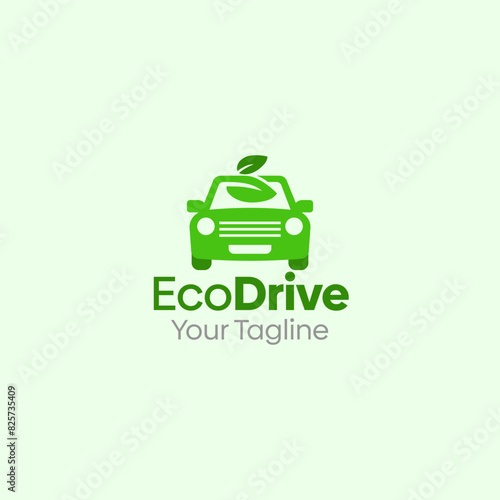 Illustration Vector Graphic Logo of Eco Drive. Merging Concepts of a Leaf Nature and Car Shape. Good for business, startup, company logo
