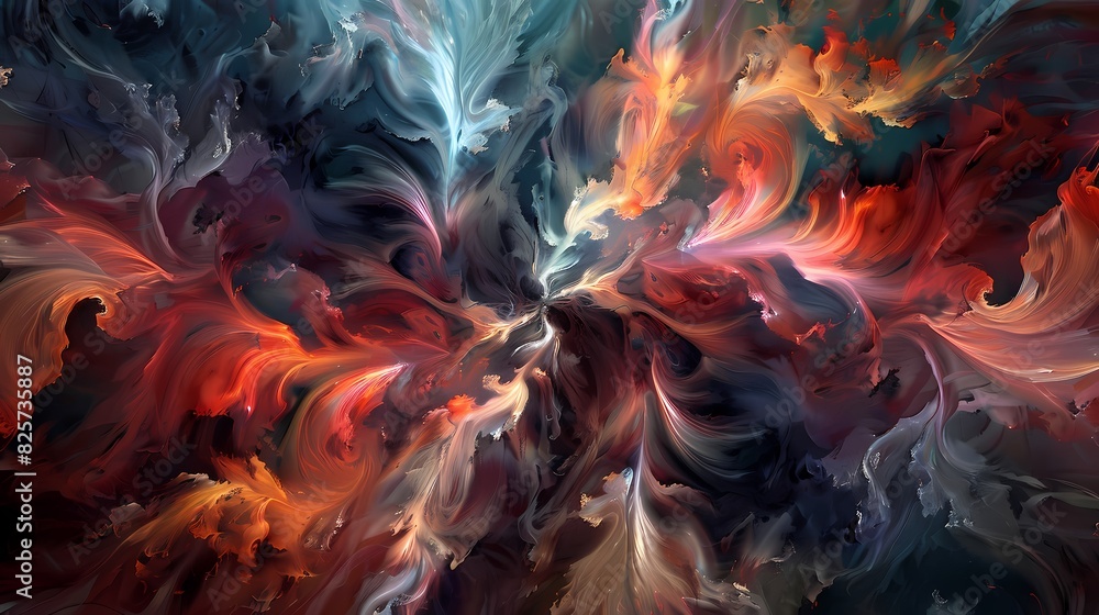 Swirling bursts of color converging to form an intricate and mesmerizing abstract design