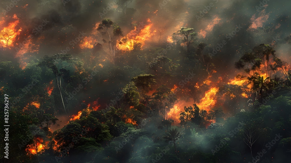 Raging Inferno Engulfs Lush Tropical Jungle as Environmental Catastrophe Unfolds Raging Inferno Engulfs Lush Tropical Jungle as Environmental Catastrophe Unfolds