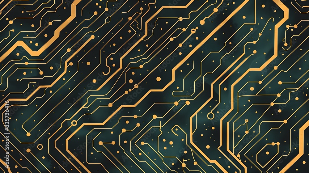 Digital Circuit Board with Treasure Map Dotted Line Background Illustration Digital Circuit Board with Treasure Map Dotted Line Background Illustration