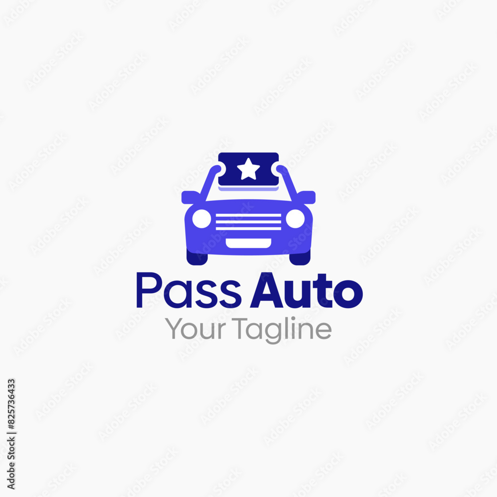 Illustration Vector Graphic Logo of Pass Auto. Merging Concepts of a Ticket and Car Shape. Good for business, startup, company logo