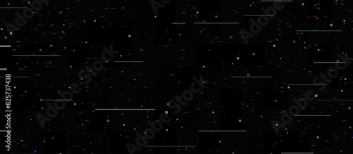 Glitch video background. Colored noise texture template. Glitched vhs tv pixels wallpaper. Image distortion backdrop effect. Lost signal concept. Vector pixelated illustration 