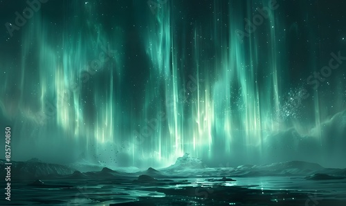 Celestial Aurora  an ethereal aurora scene with vertical lights shimmering