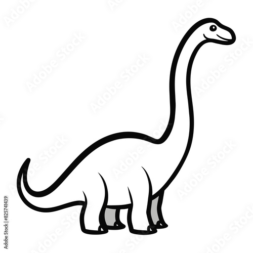 Solid color Barosaurus animal vector on white background