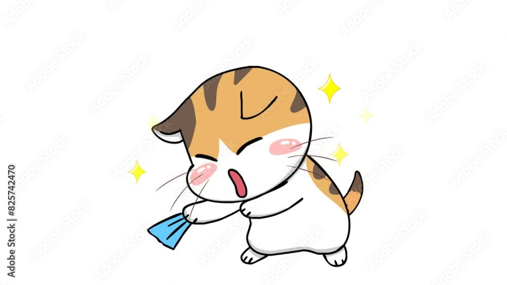 Animated Cat Showing Respect - White Background Animated Cat Showing Respect - White Background
