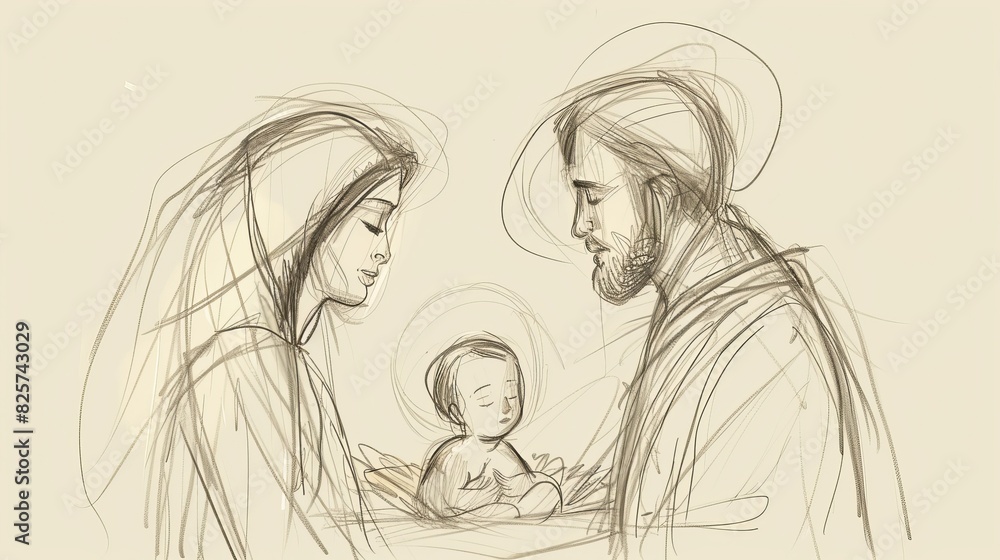 Nativity and Faith: Baby Jesus with Mary and Joseph, a Biblical Illustration of Spiritual Beginnings Nativity and Faith: Baby Jesus with Mary and Joseph, a Biblical Illustration of Spiritual Beginnings