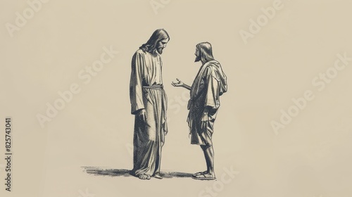 Guidance and Support: Jesus with Person Facing Decision, Biblical Illustration Highlighting His Care © T Studio
